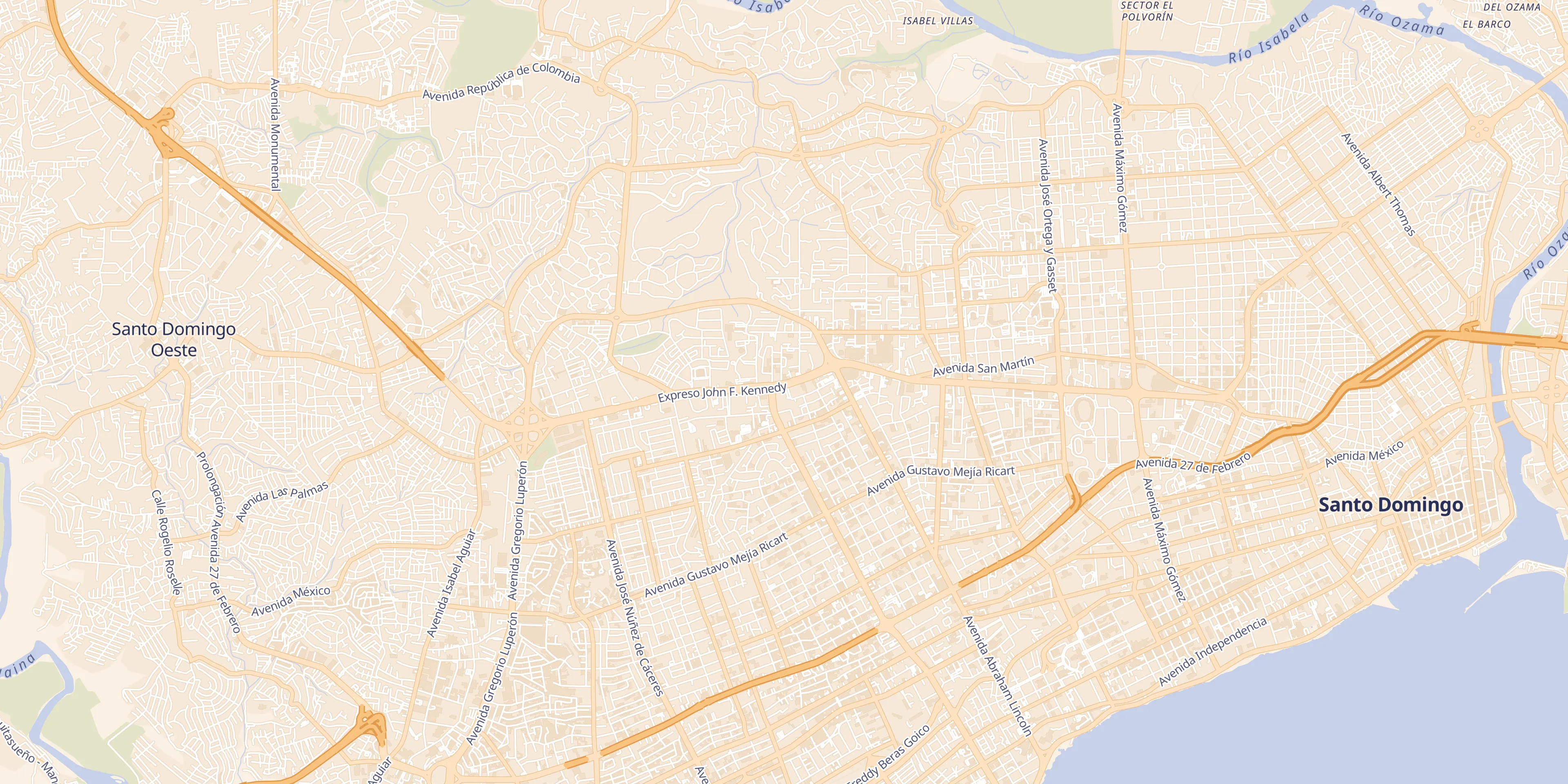 Mapa de Santo Domingo con sus calles
